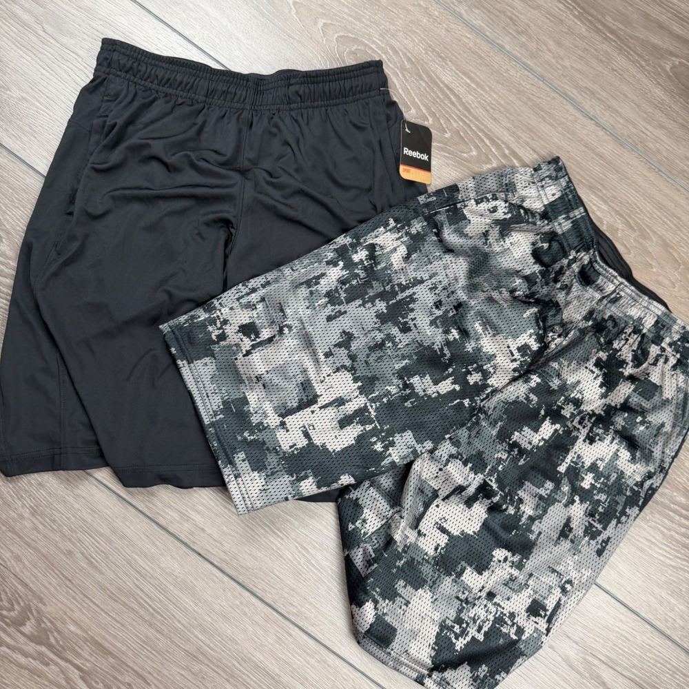 Reebok Boys Shorts 2-Pack Performance Mesh Camo Black Large 14-16